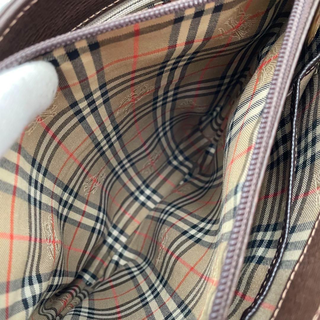 高級　バーバリー　ノバチェック シャドーホース　レザー　ハンドバッグ