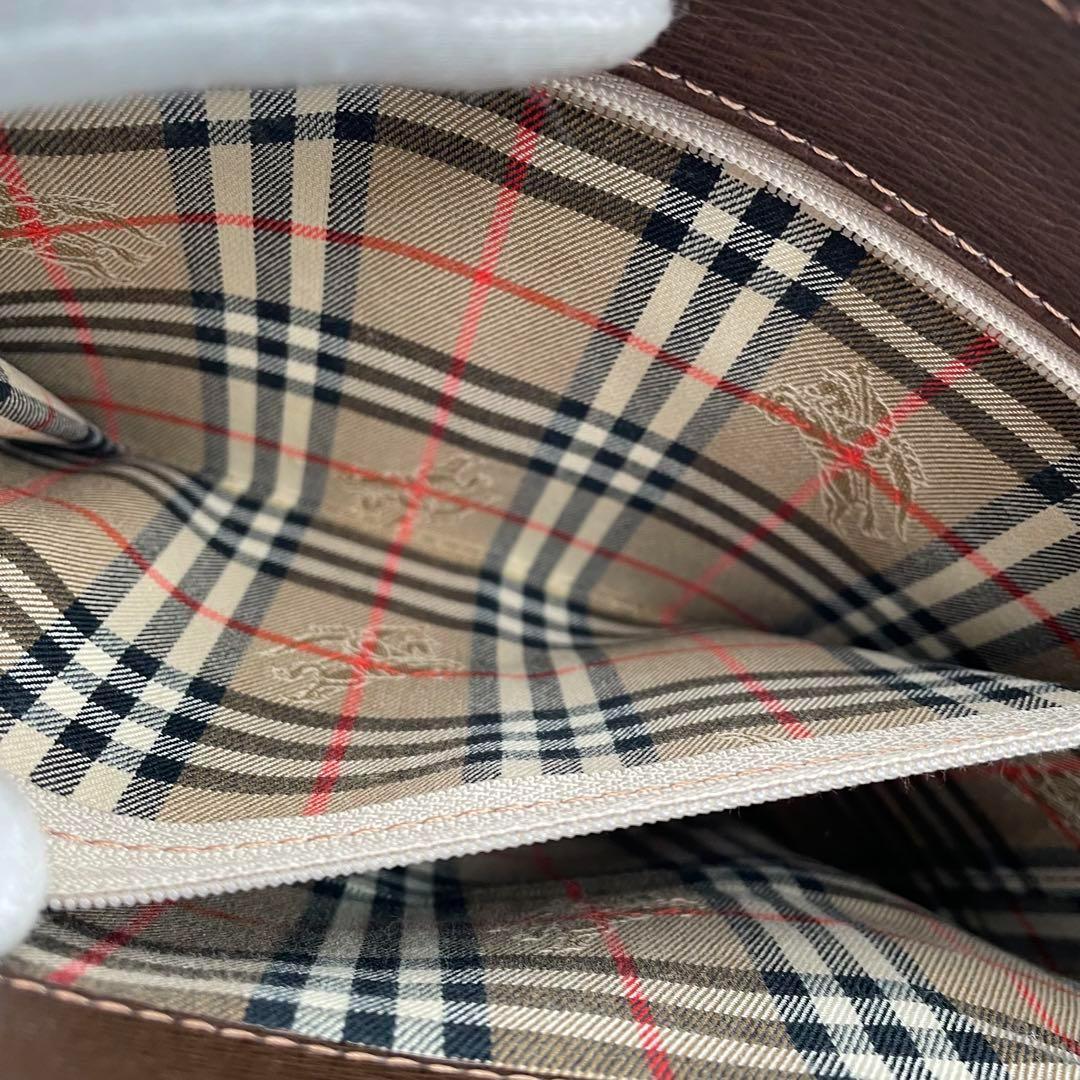 高級　バーバリー　ノバチェック シャドーホース　レザー　ハンドバッグ