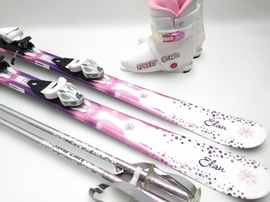 ジュニアスキー4点セット 女の子 エラン 130cm ブーツ 22cm ピンク