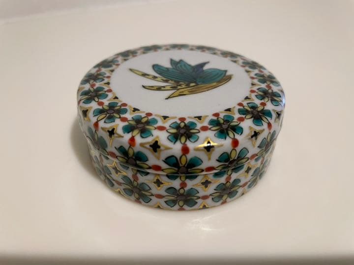 北出不二雄　色絵　蘭文　香合　茶道具