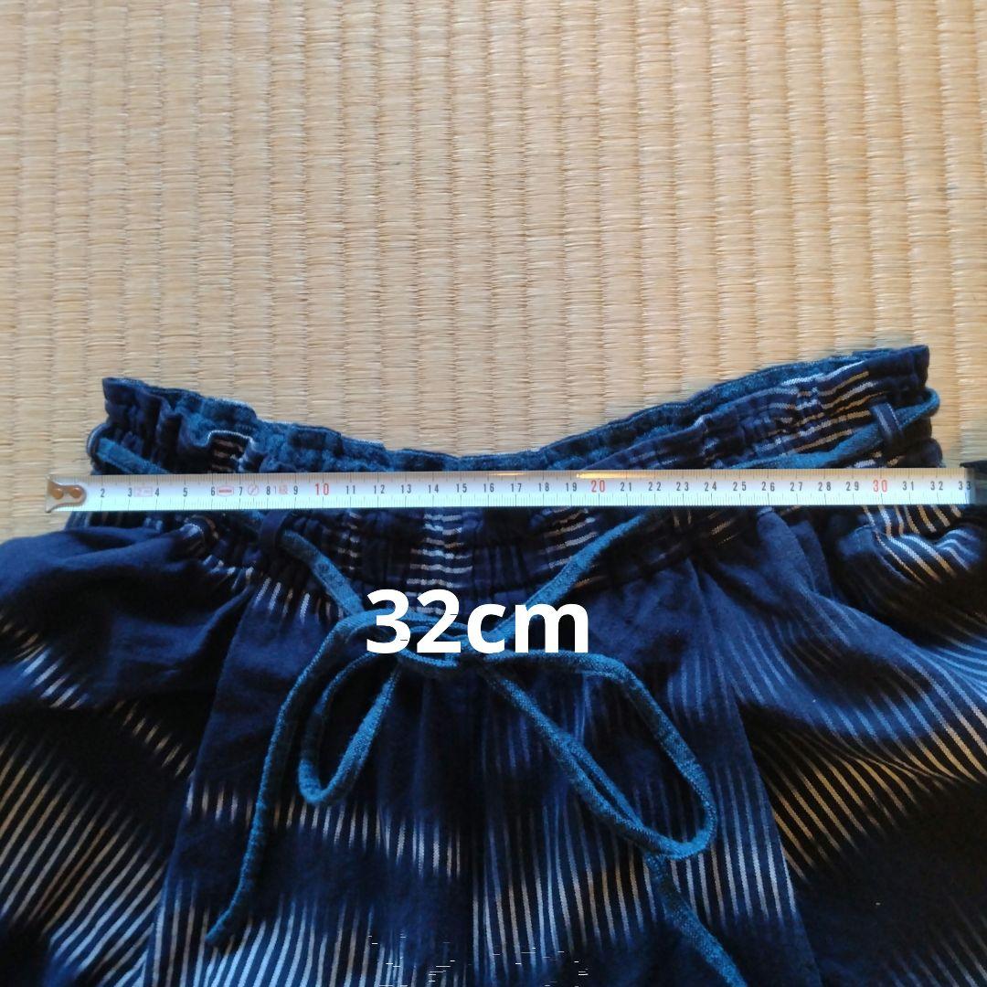 久留米絣 ギエモン ネイビー ストライプ ワイドパンツ