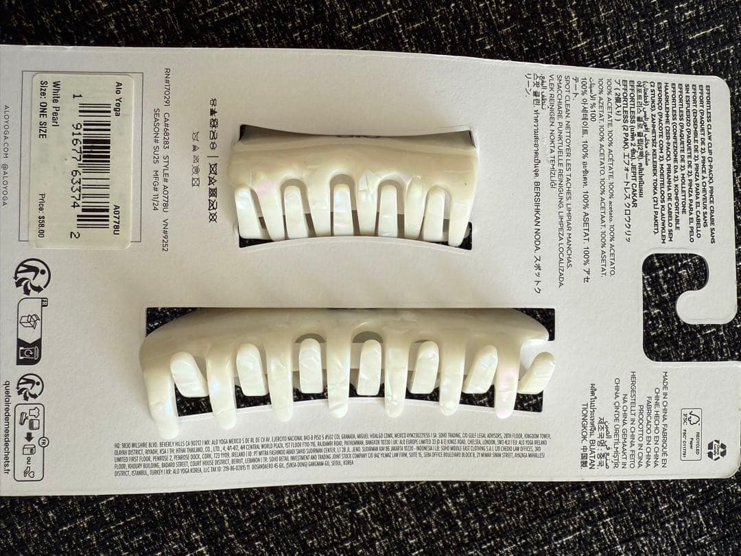 alo ヘアクリップ　ホワイトパール