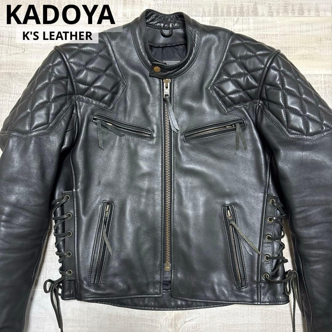 カドヤ★ K'S レザー★牛革★シングルライダース★ジャケット【メンズサイズL】