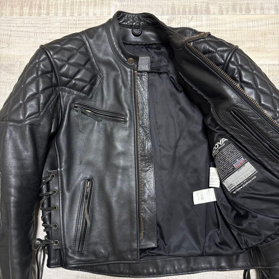 カドヤ★ K'S レザー★牛革★シングルライダース★ジャケット【メンズサイズL】