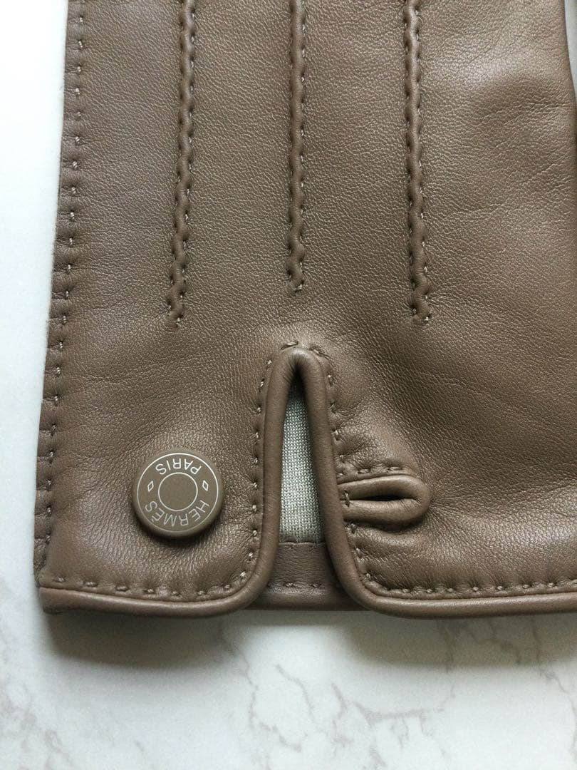 エルメス　手袋　グローブ　エトゥープ　レディース