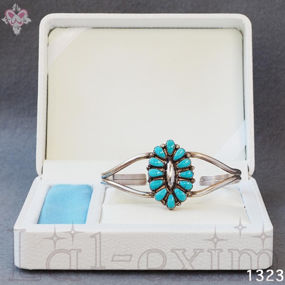 ターコイズ シルバー 刻印 ズニ インディアンジュエリー ブレスレット バングル