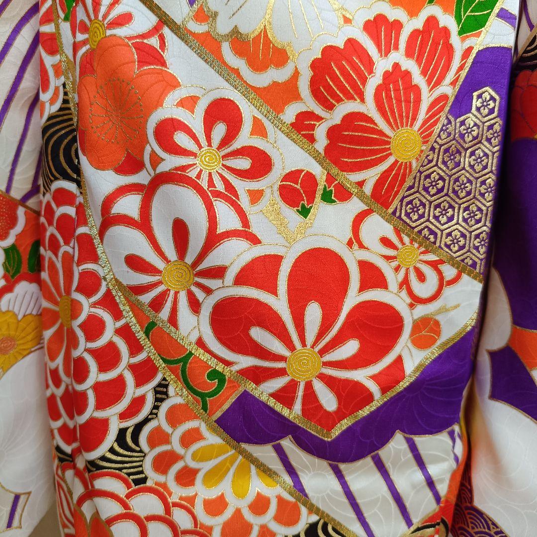 正絹☆誂え品☆白紫色の着物と袋帯セット☆七五三