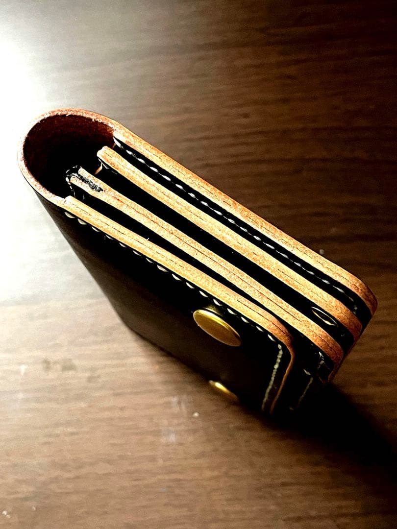 【茶芯ヌメ革•手縫い】ミドルトラッカーウォレット（真鍮金具/バイカー向け仕様）