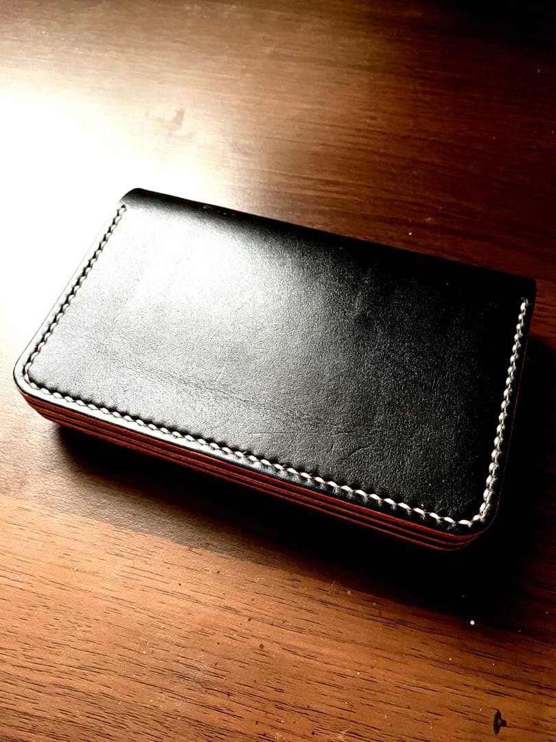 【茶芯ヌメ革•手縫い】ミドルトラッカーウォレット（真鍮金具/バイカー向け仕様）