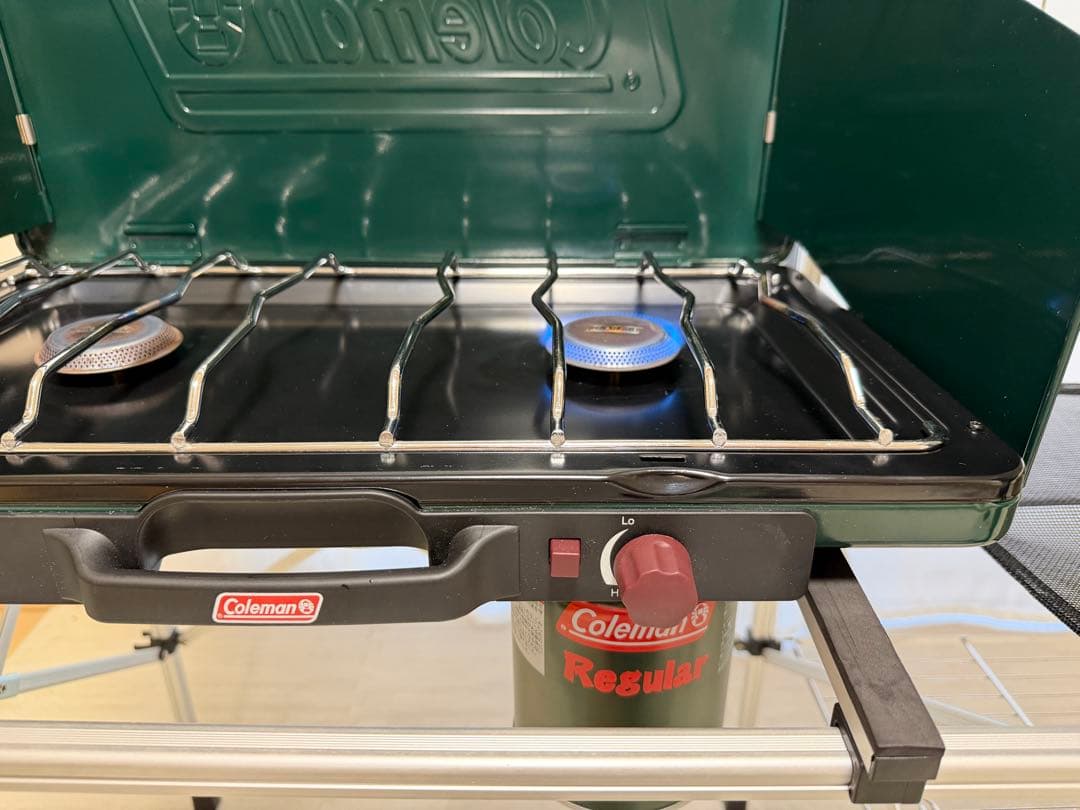 【Yu-】Coleman ツーバーナー ＆ キッチンテーブル　計2点セット