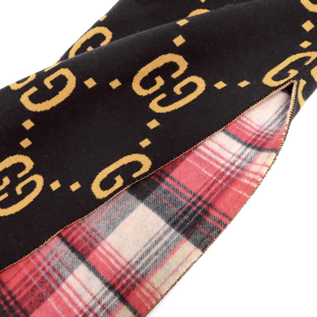 【極美品】グッチ リバーシブル GG チェックウール ポンチョ 553118