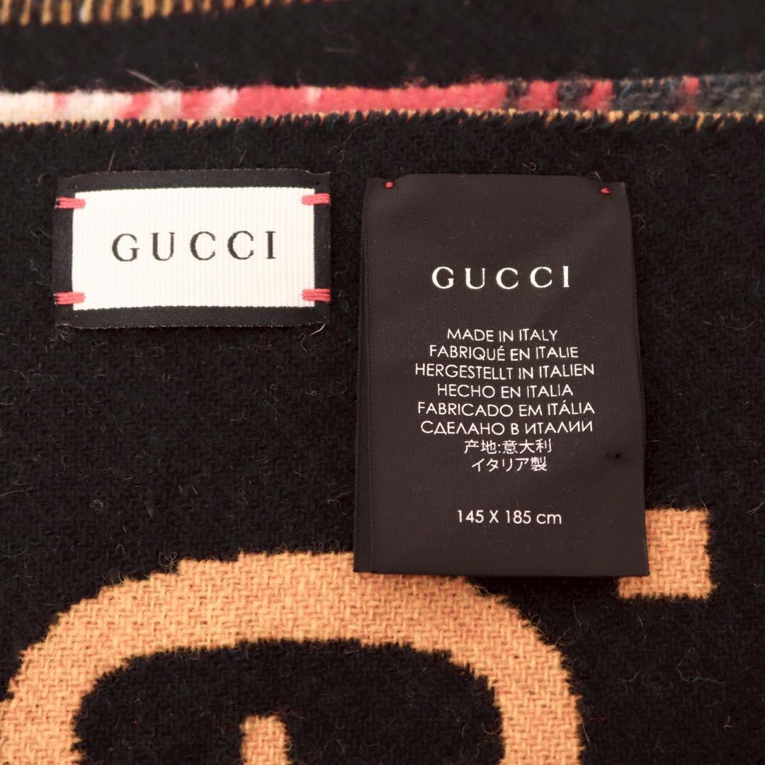 【極美品】グッチ リバーシブル GG チェックウール ポンチョ 553118