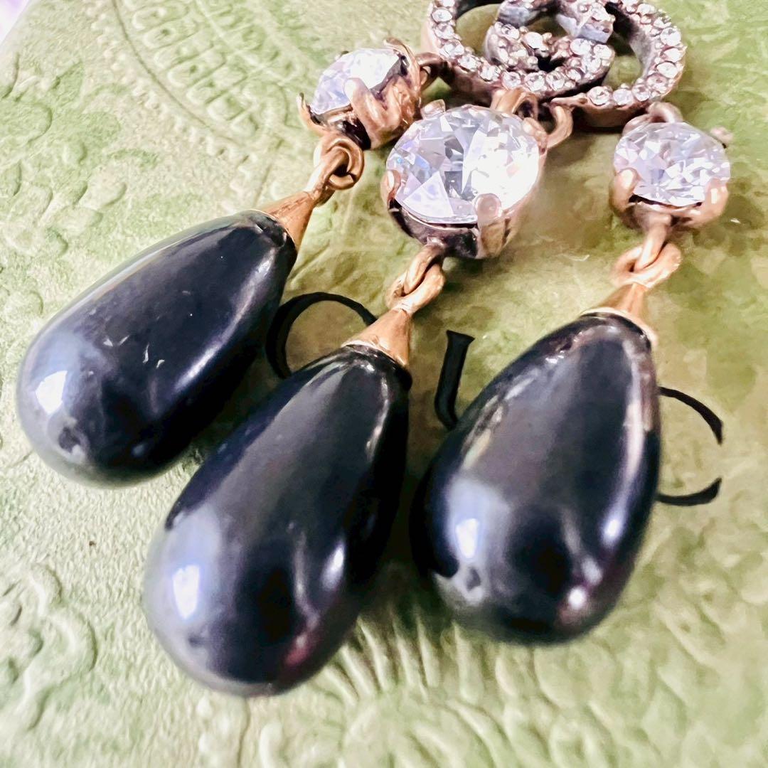 美品✨GUCCI　グッチ　ピアス　インターロッキング　フック　GGロゴ　ストーン