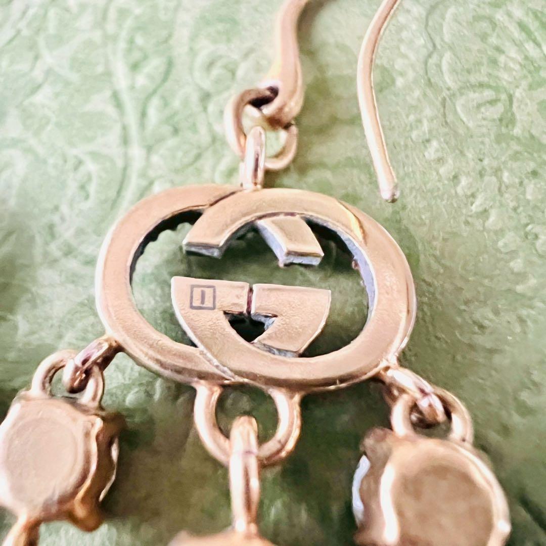 美品✨GUCCI　グッチ　ピアス　インターロッキング　フック　GGロゴ　ストーン