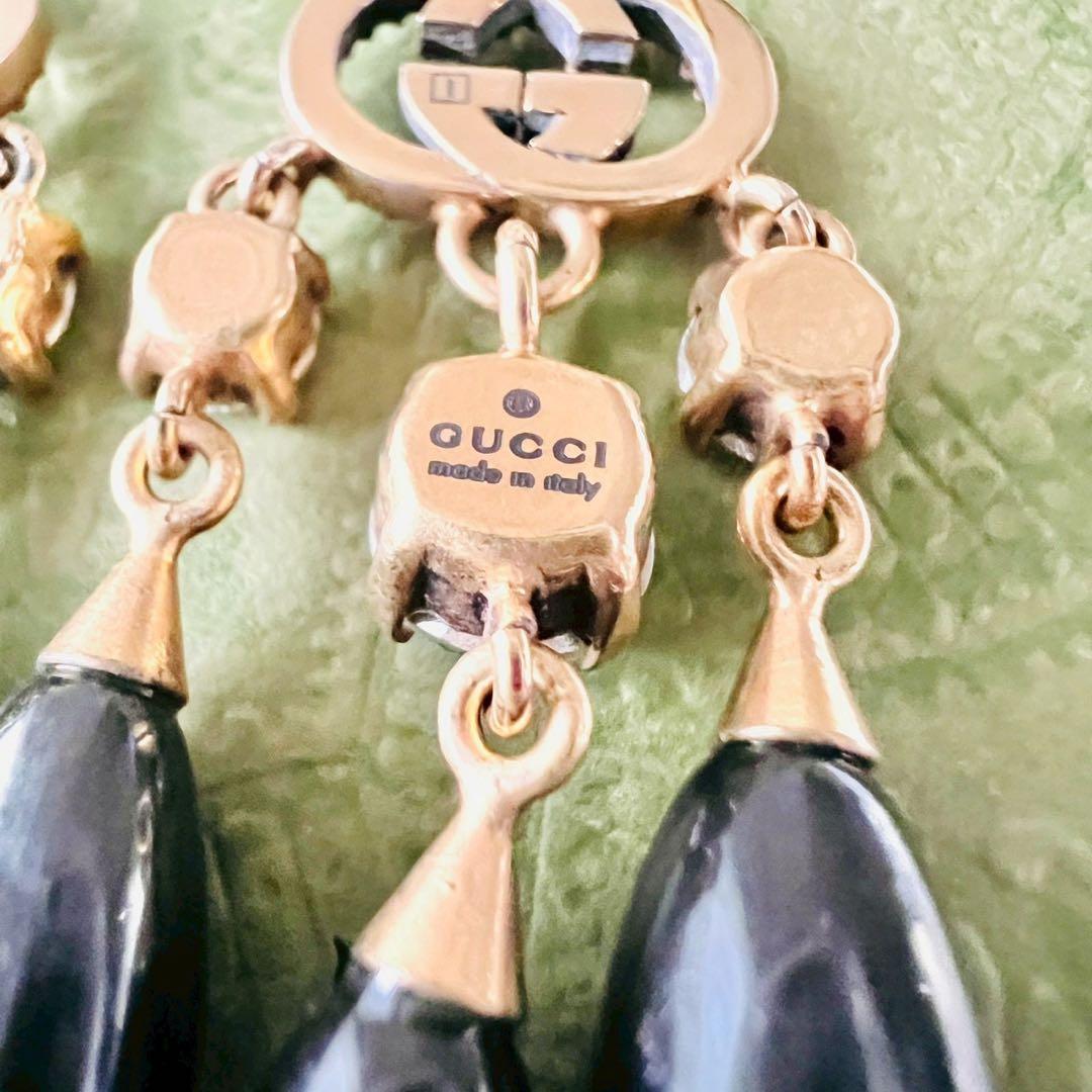 美品✨GUCCI　グッチ　ピアス　インターロッキング　フック　GGロゴ　ストーン