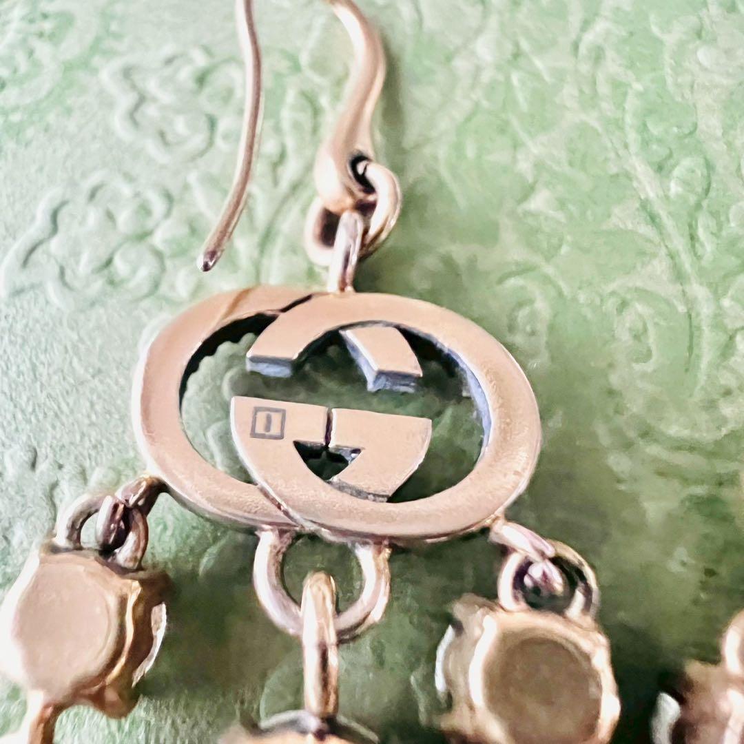 美品✨GUCCI　グッチ　ピアス　インターロッキング　フック　GGロゴ　ストーン