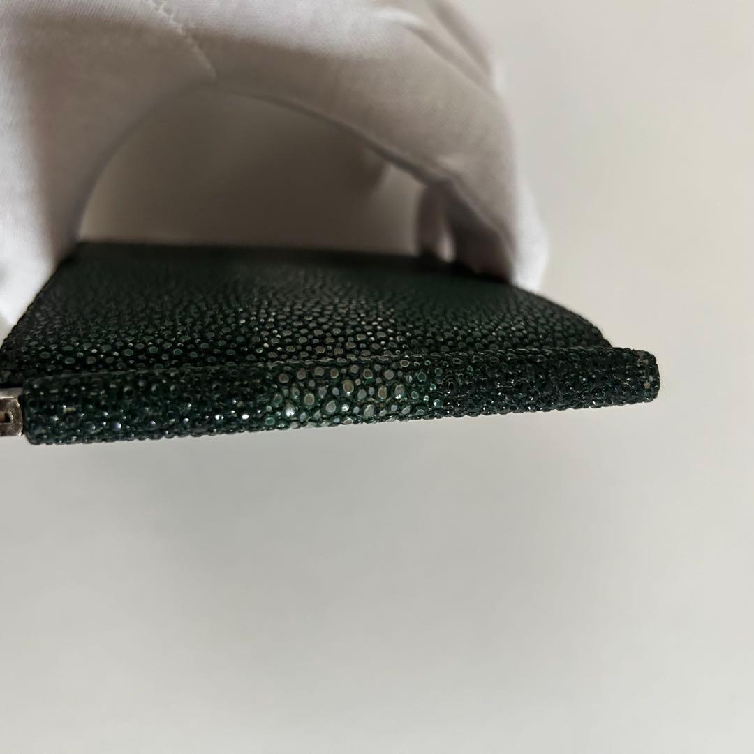 【希少】美品 KUBERA 9981 クベラ エイ革 マネークリップ グリーン