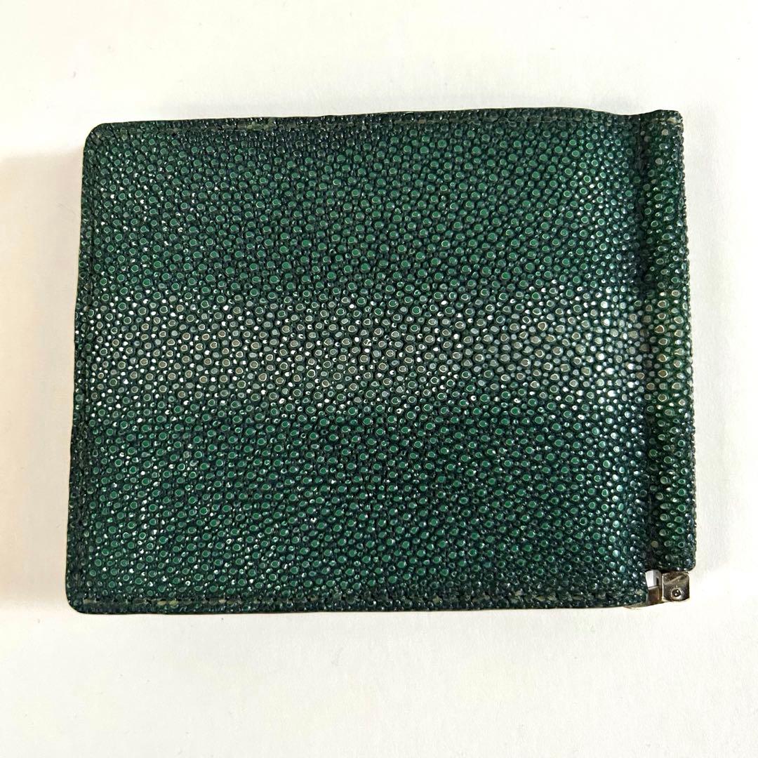 【希少】美品 KUBERA 9981 クベラ エイ革 マネークリップ グリーン