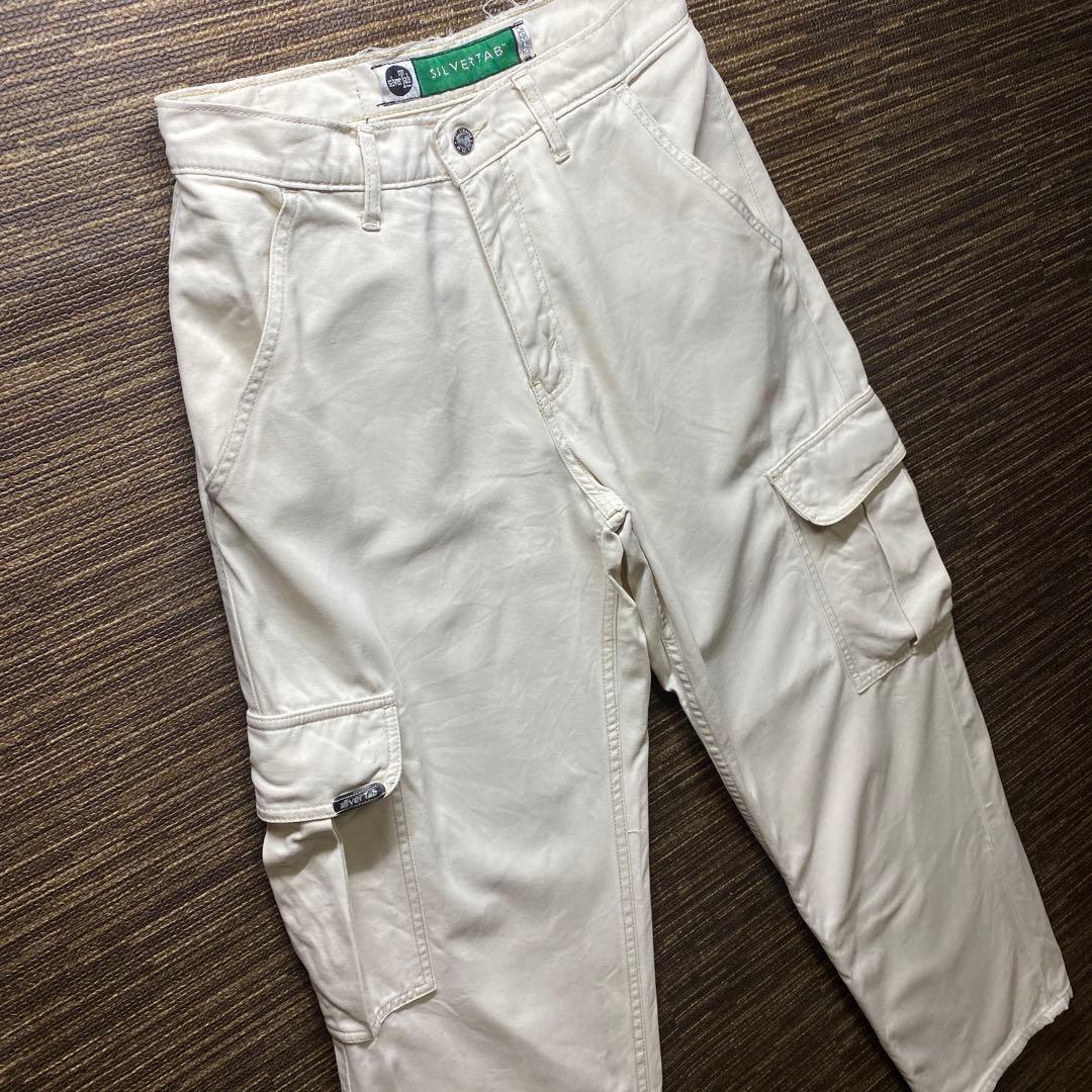 SILVERTAB カーゴパンツ ホワイト　90s 古着　Y2K W34相当