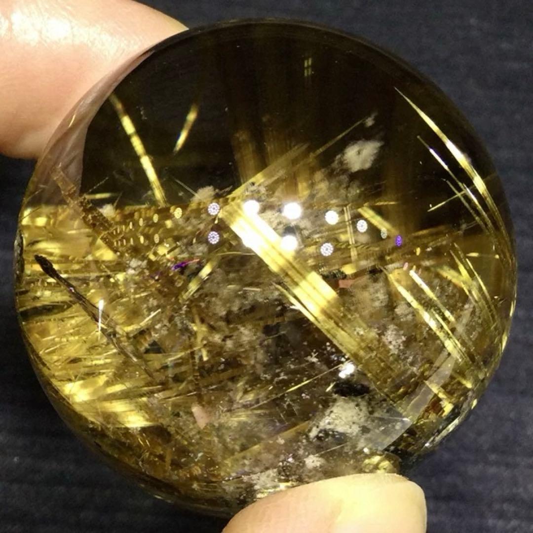 超絶綺麗✨40mm ゴールドタイチンルチルクォーツ　丸玉　スフィア　金針水晶