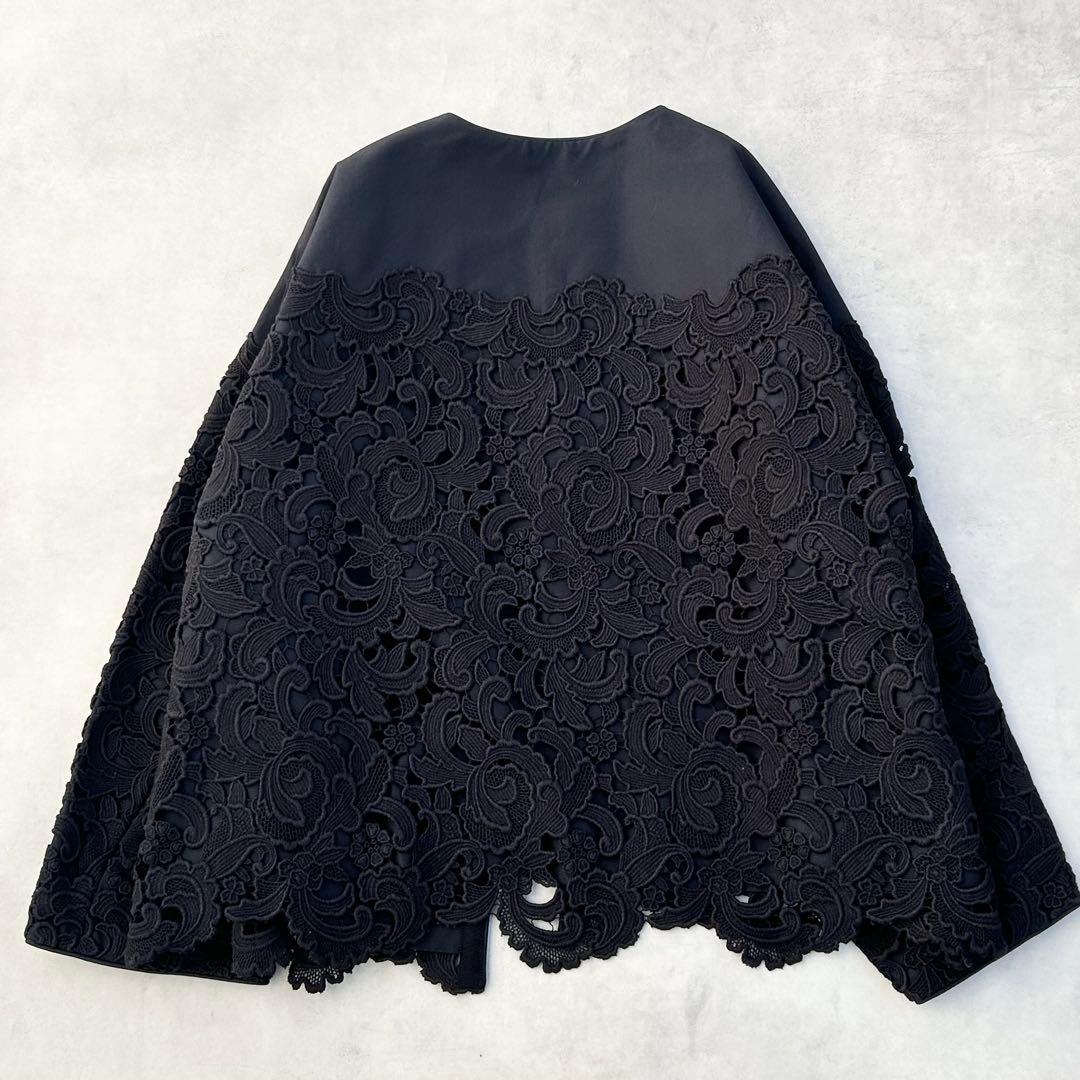 ♡美品♡ ドゥロワー　レースノーカラージャケット　花柄　ネイビー　定価16万