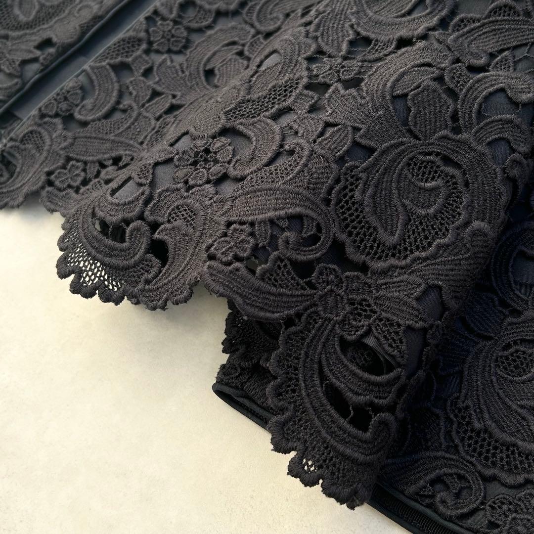 ♡美品♡ ドゥロワー　レースノーカラージャケット　花柄　ネイビー　定価16万