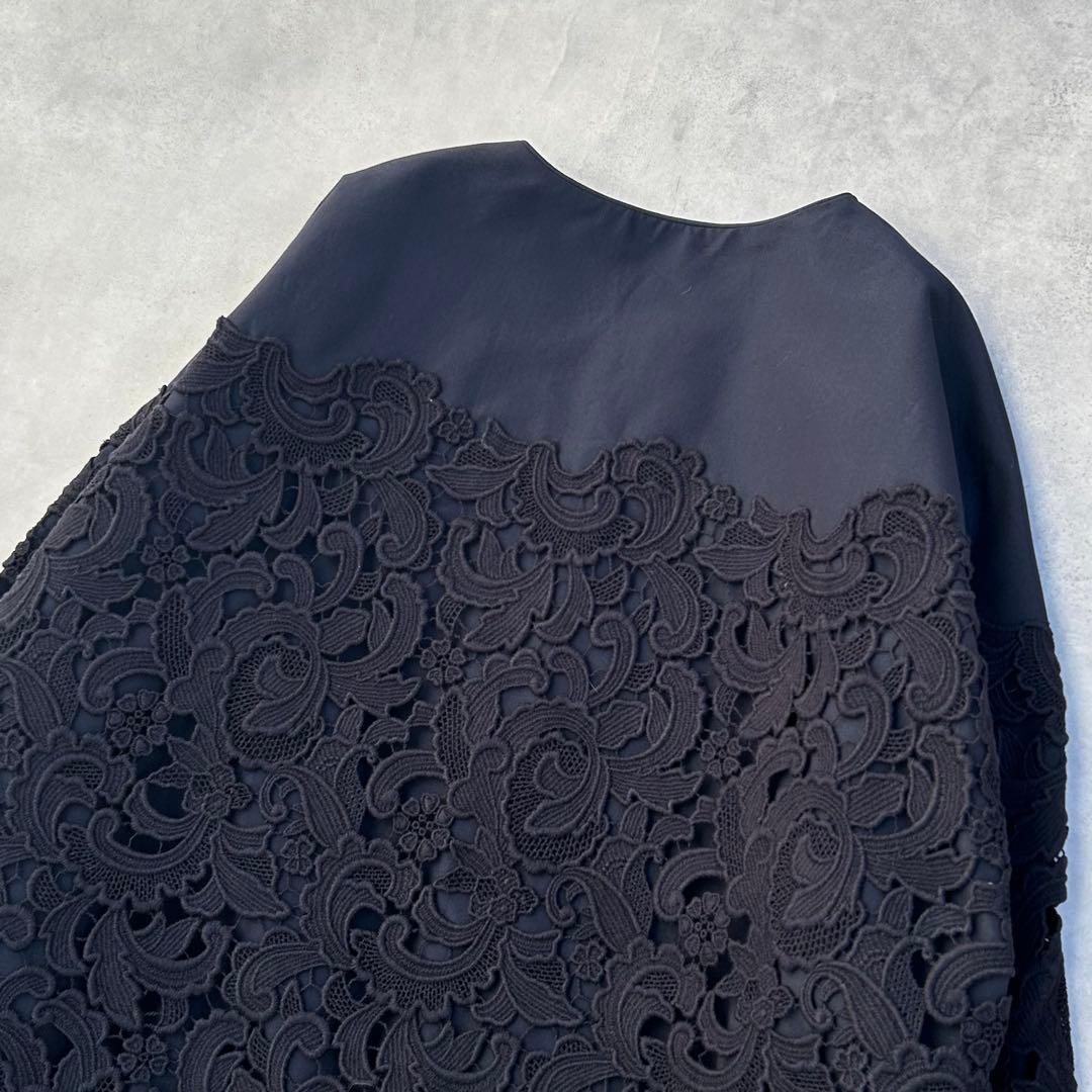 ♡美品♡ ドゥロワー　レースノーカラージャケット　花柄　ネイビー　定価16万