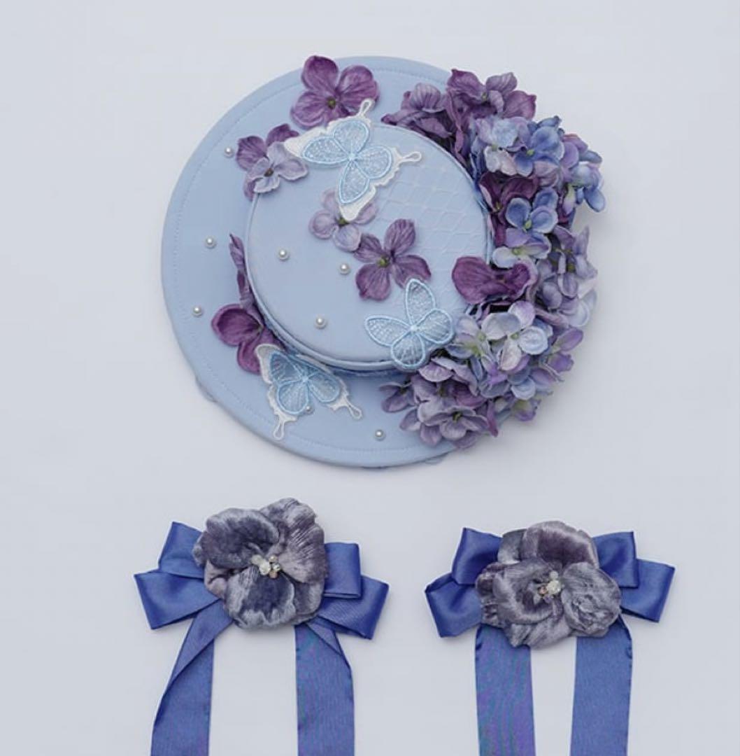 K*1様 星箱works カクテルハット　キャノティエ　花と蝶の刺繍付き帽子