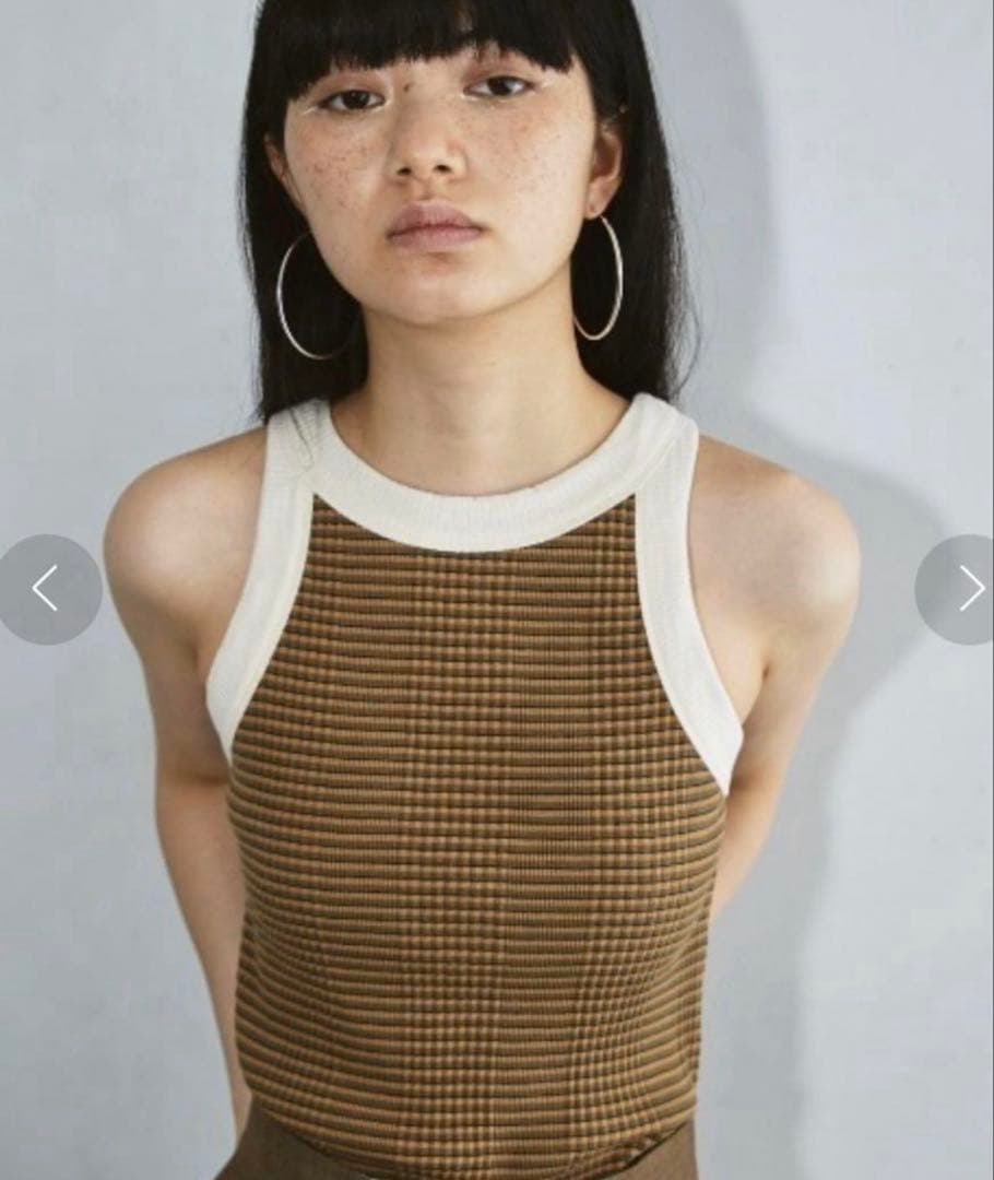 トゥデイフル　マルチボーダーリブタンクトップ