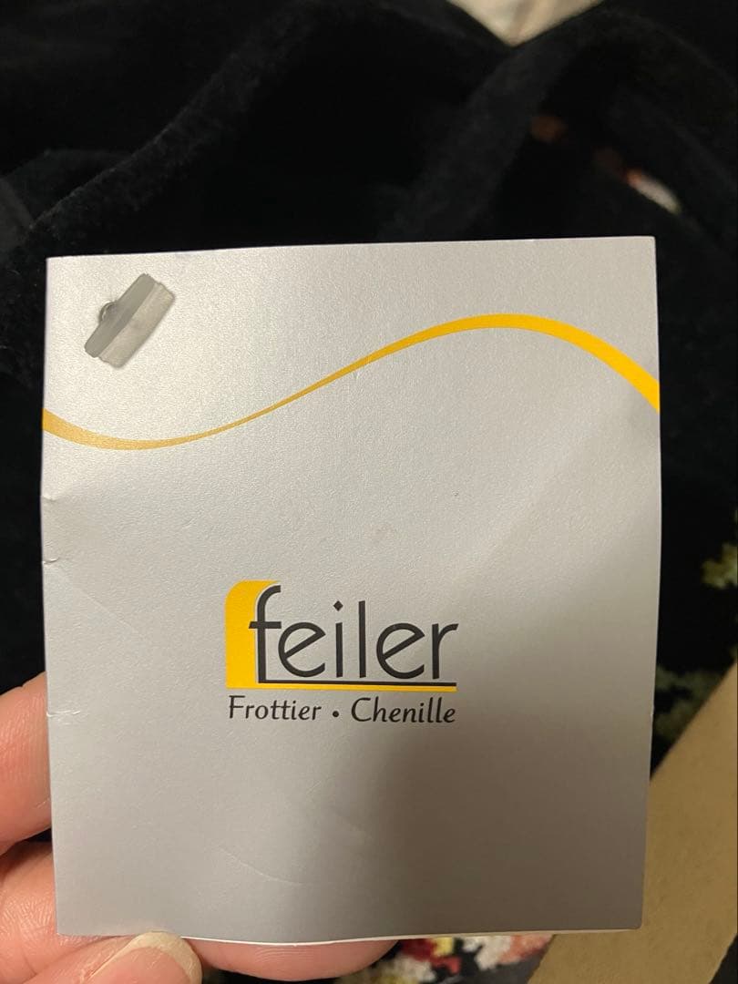 【新品タグ付き】FEILER　フェイラー　花柄刺繍エプロン ブラック