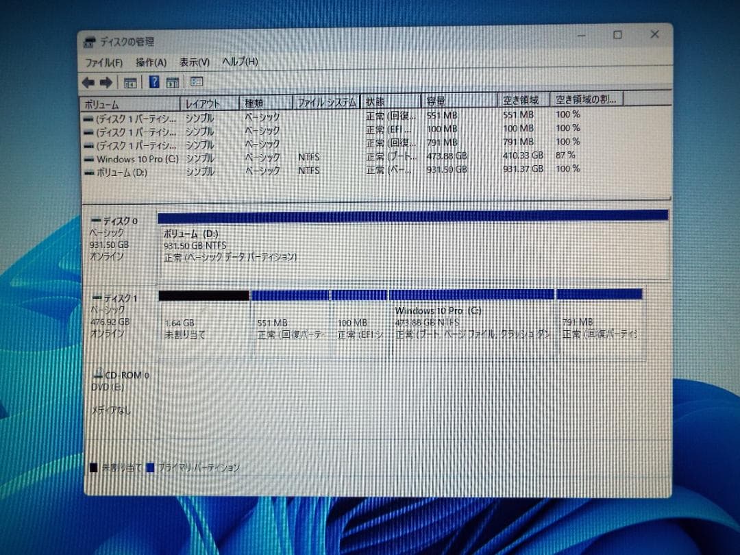 Windowsデスクトップ ESPRIMO D7011/GX i5-10505 32G SSD512G+HD
