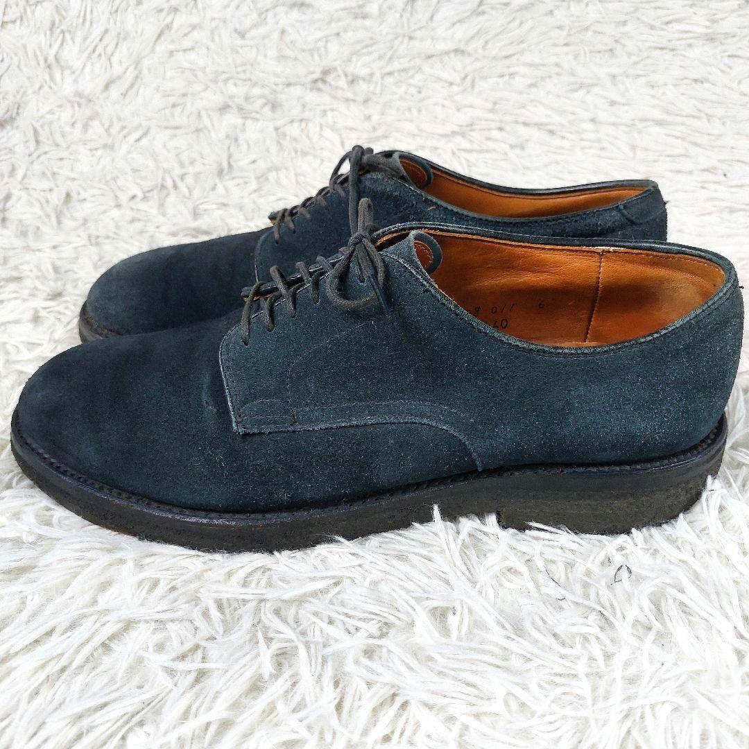 箱付き Alden モディファイドラスト スウェード プレーントゥ革靴 ネイビー