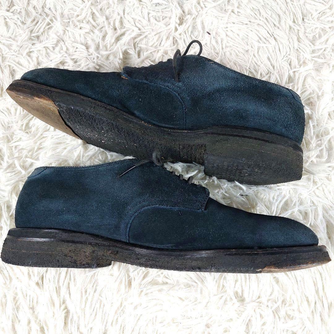 箱付き Alden モディファイドラスト スウェード プレーントゥ革靴 ネイビー