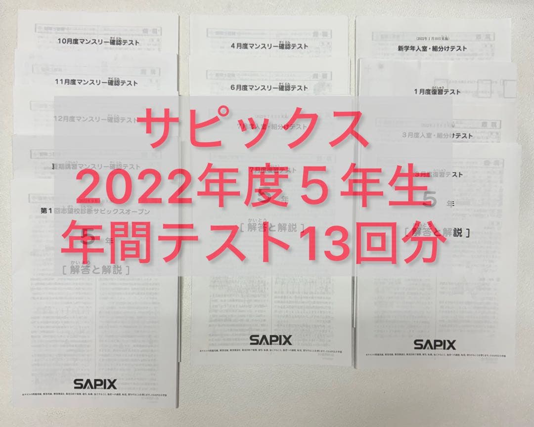 【最新版】サピックス5年生 テスト1年分 2024年受験終了組　おまけ1回分