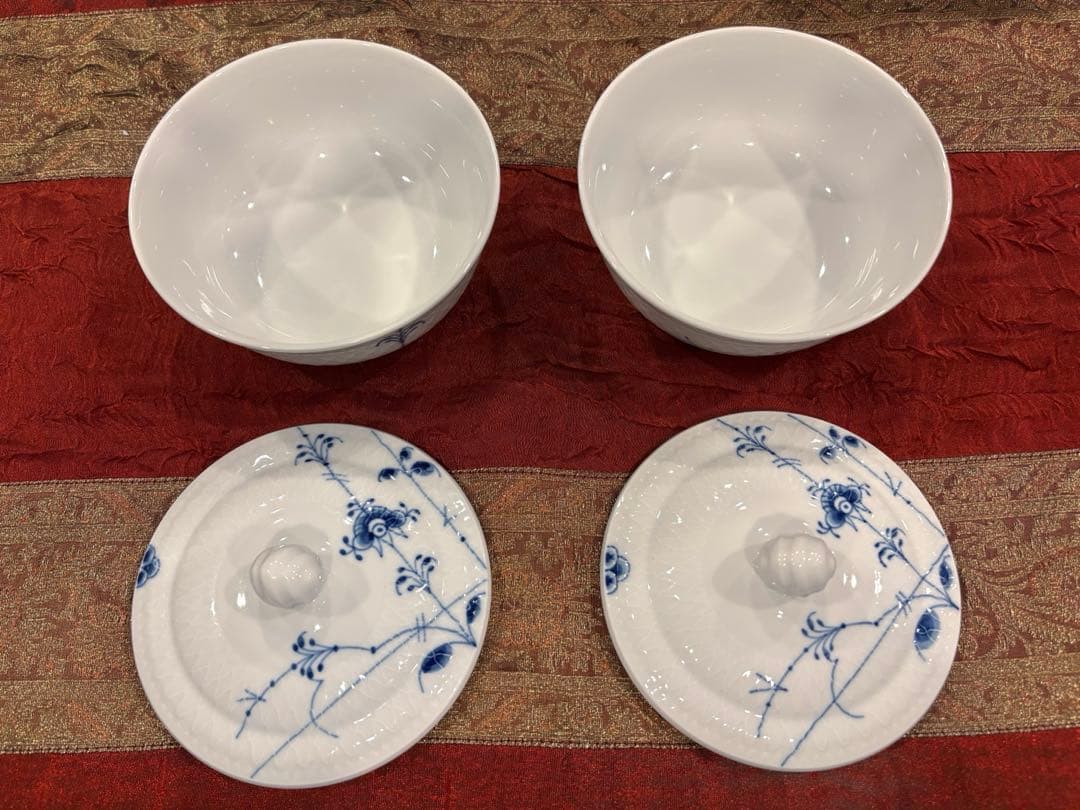 新品　ロイヤルコペンハーゲン　ブルーパルメッテ　蓋つきボウル2客セット