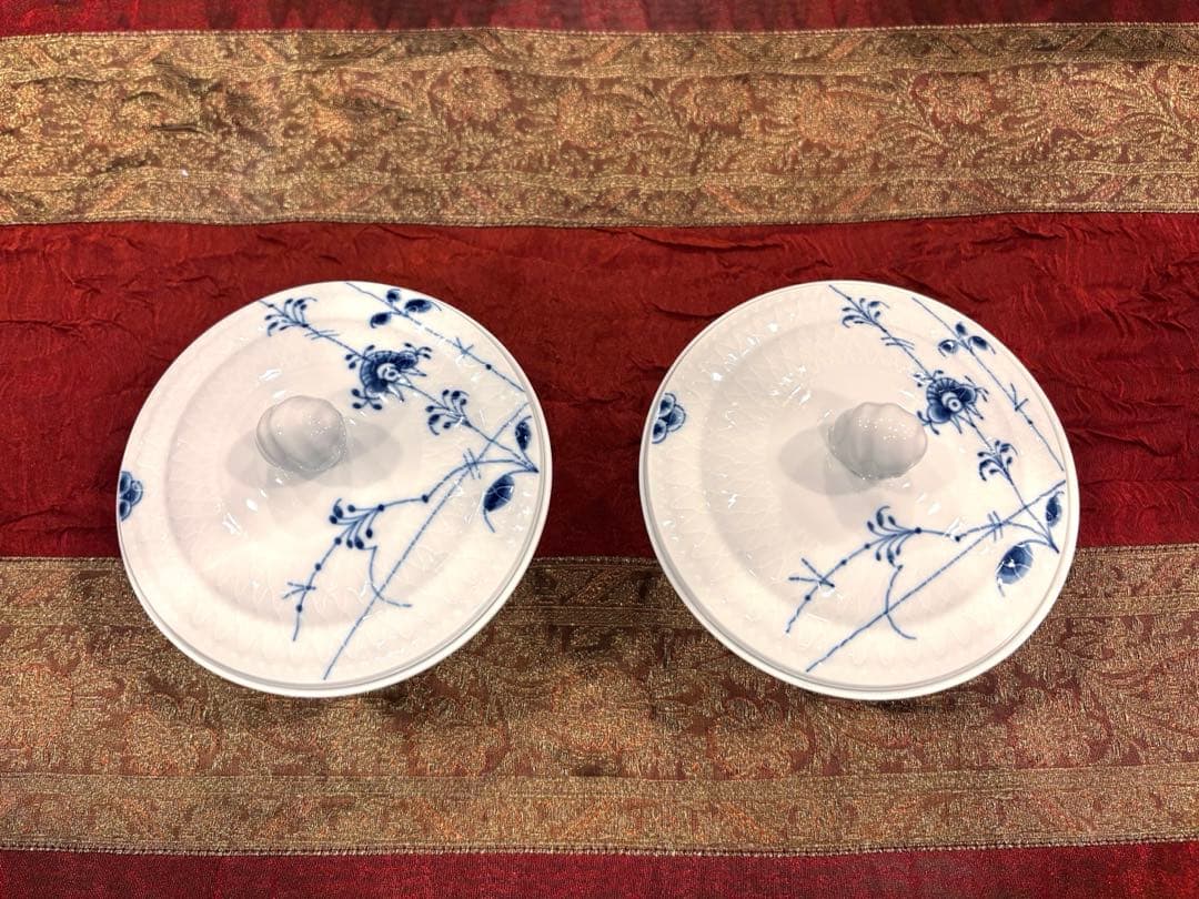 新品　ロイヤルコペンハーゲン　ブルーパルメッテ　蓋つきボウル2客セット