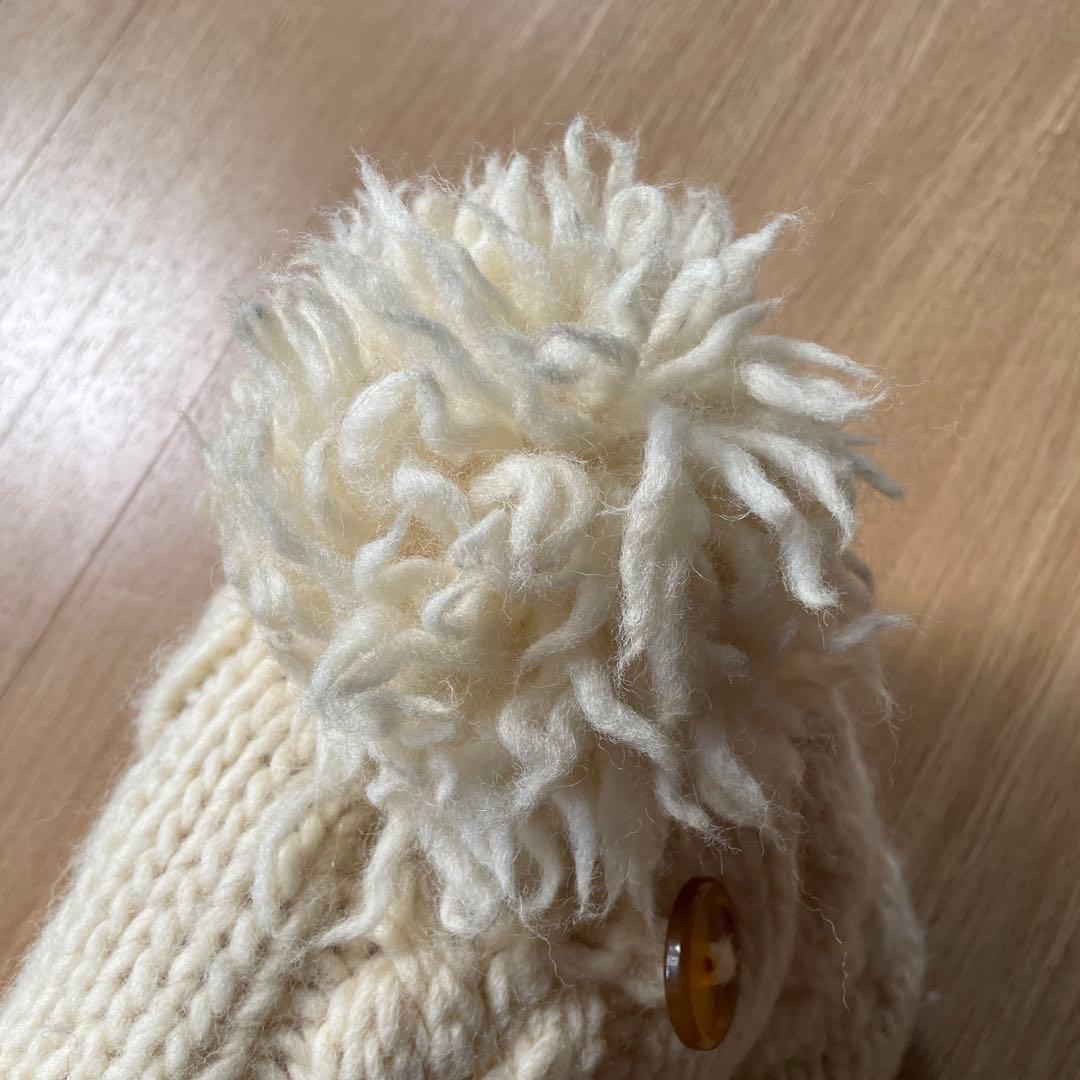 【VivienneWestwood】 ポンポン+耳当て付きニット帽 牛革タグ付！