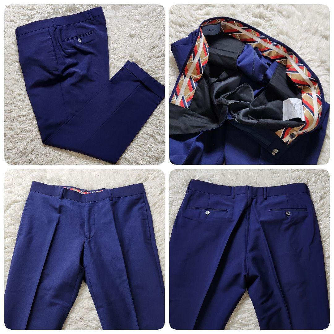 極美品✨XXXL相当 グッチ スーツ 3ピース 現行タグ 裏地総柄 ネイビー