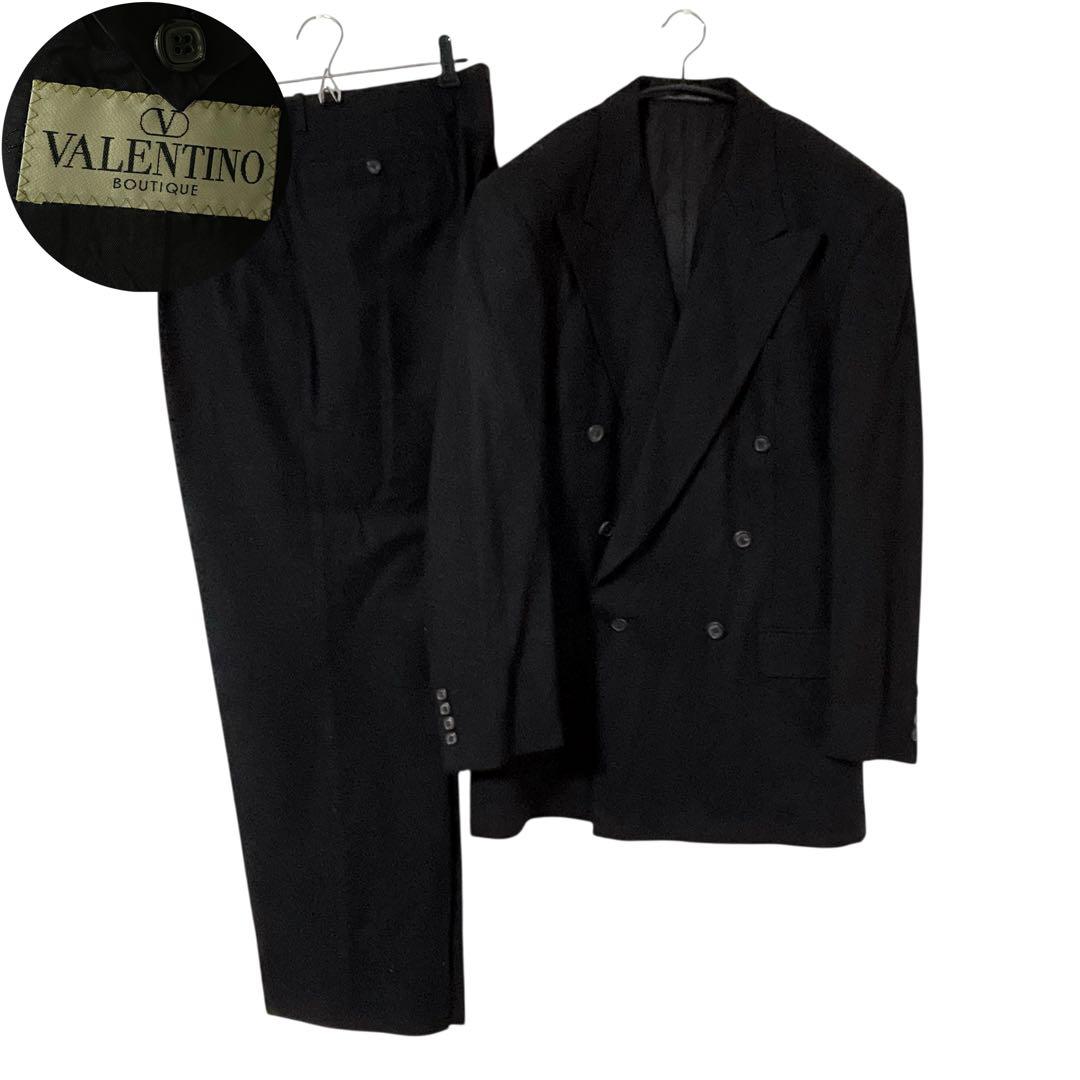 美品 VALENTINO ブラックフォーマルスーツ ダブル カジュアル カシミヤ