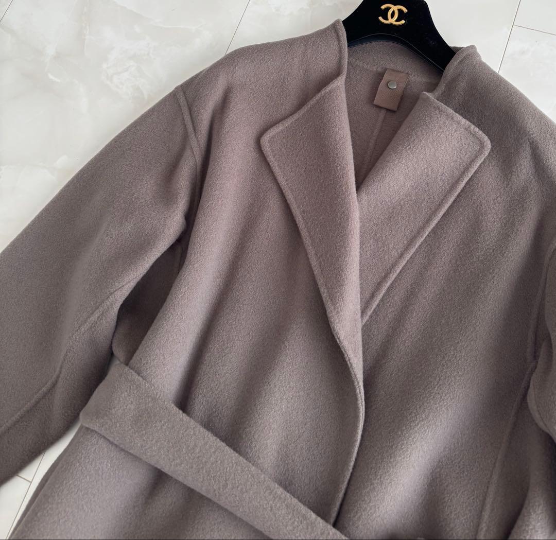 ROPE ロペ リバーコート ロングコート ノーカラーコート 36 ブラウン