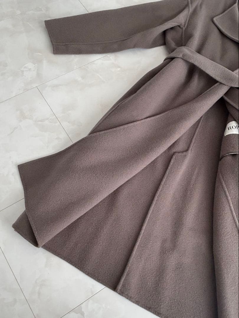 ROPE ロペ リバーコート ロングコート ノーカラーコート 36 ブラウン