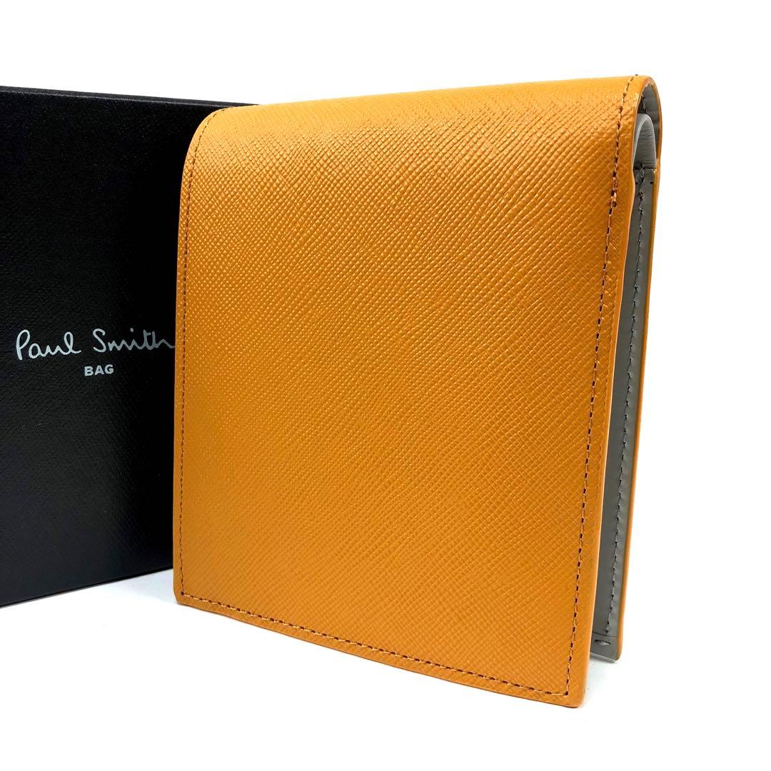 新品 ポールスミス 二つ折り財布 コンパクト レザー 黄　40Q104