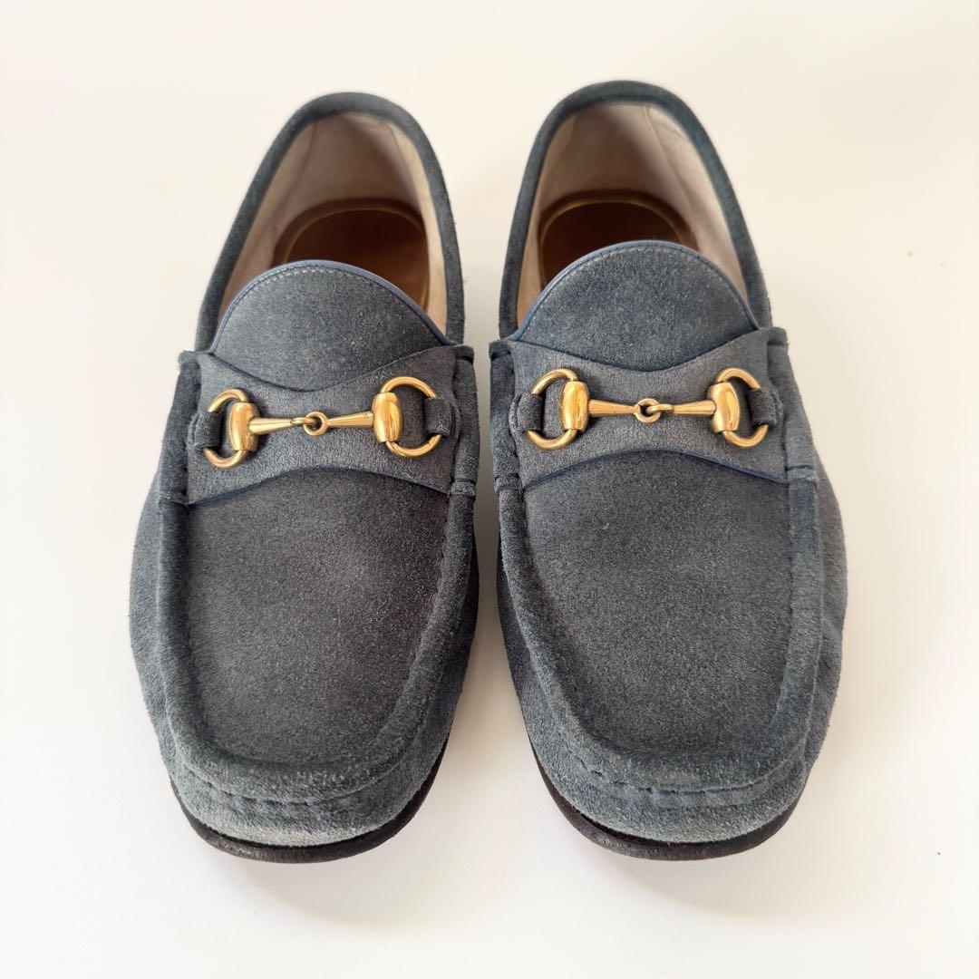 美品　GUCCI ホースビットローファー　スエード　モカシン　グレー　OLD