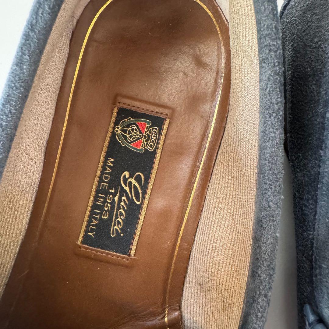 美品　GUCCI ホースビットローファー　スエード　モカシン　グレー　OLD