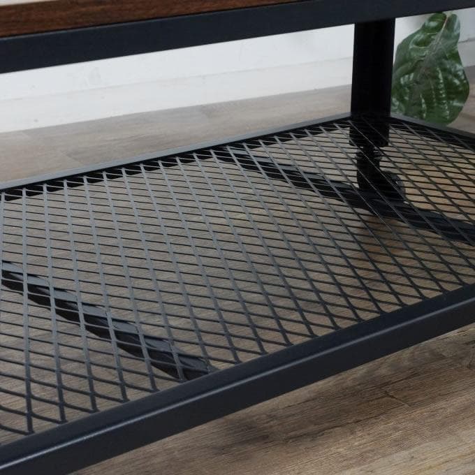 【新品】ヴィンテージ調 センターテーブル 幅90cm キャスター付き メッシュ棚