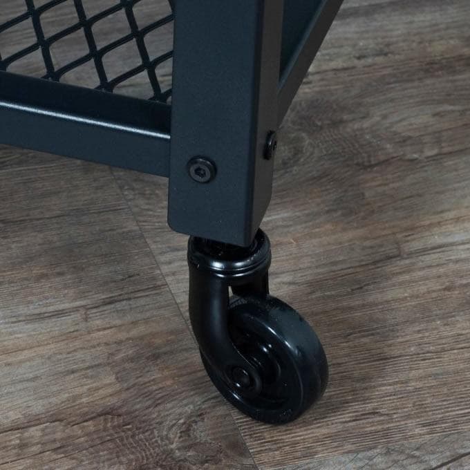 【新品】ヴィンテージ調 センターテーブル 幅90cm キャスター付き メッシュ棚