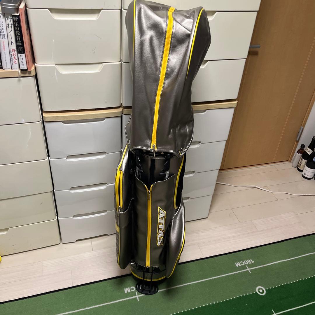 ATTAS キャディバッグ グレー/イエロー、シルバー