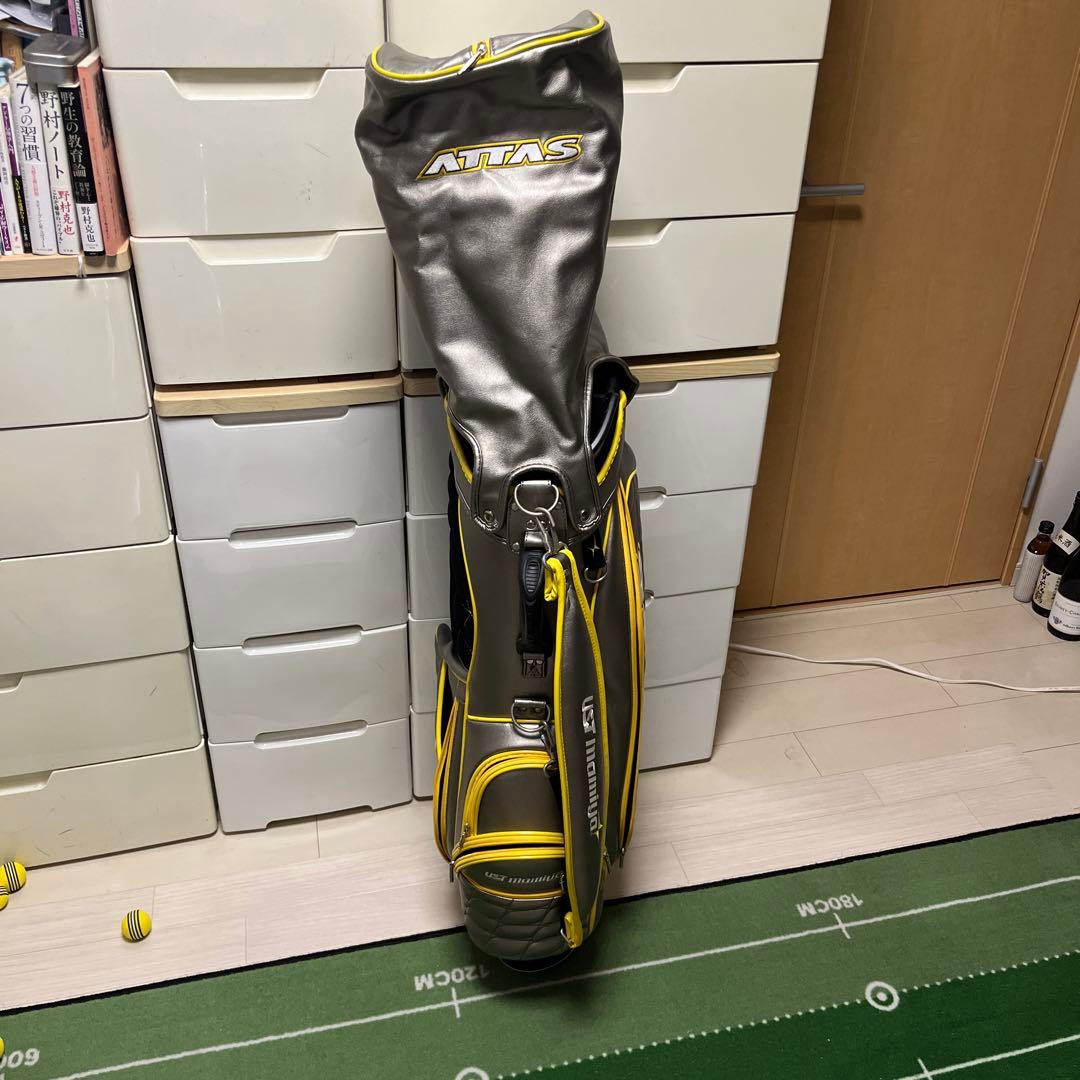 ATTAS キャディバッグ グレー/イエロー、シルバー