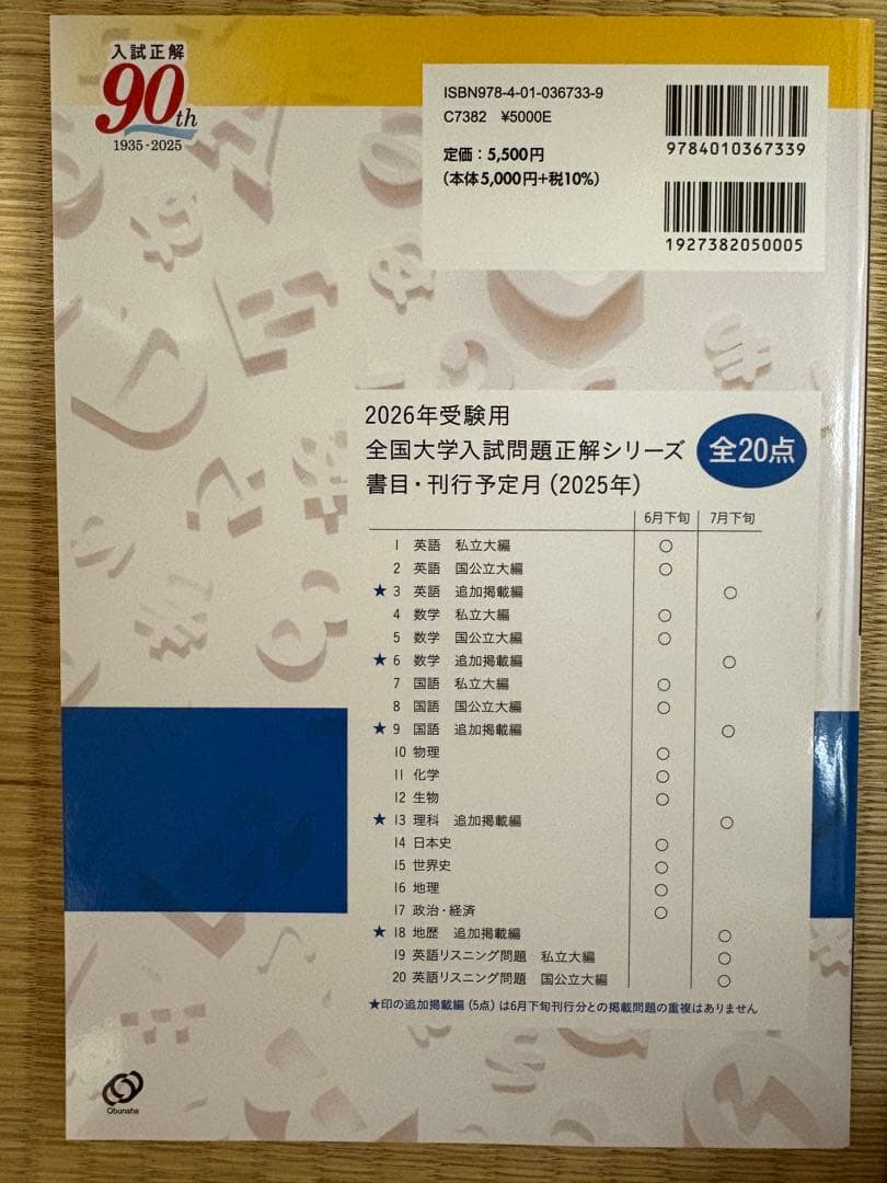 ☆未使用☆全国大学入試問題正解 2026年受験用 英語 3点セット