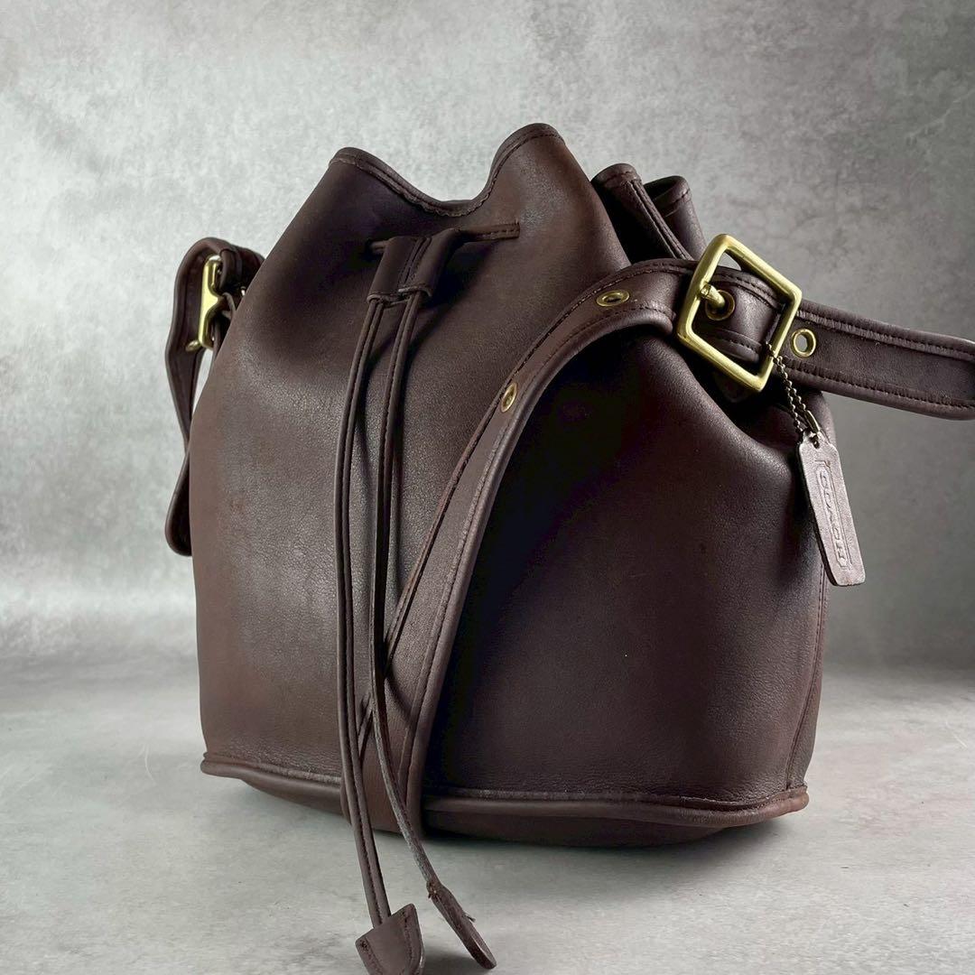 オールドコーチ　ルーラスレガシー　ショルダーバッグ 巾着　レザー　ダークブラウン